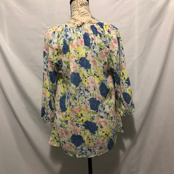 Chaps Tassel Pleated Peasant Tunic Top Belize S - Picture 6 of 10